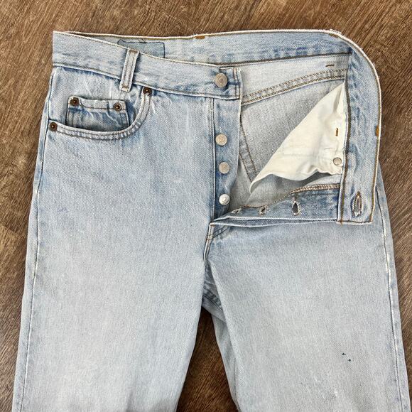 Vintage Levi's 701 High Waisted Light Wash Straight Jeans Button Fly - Picture 5 of 10